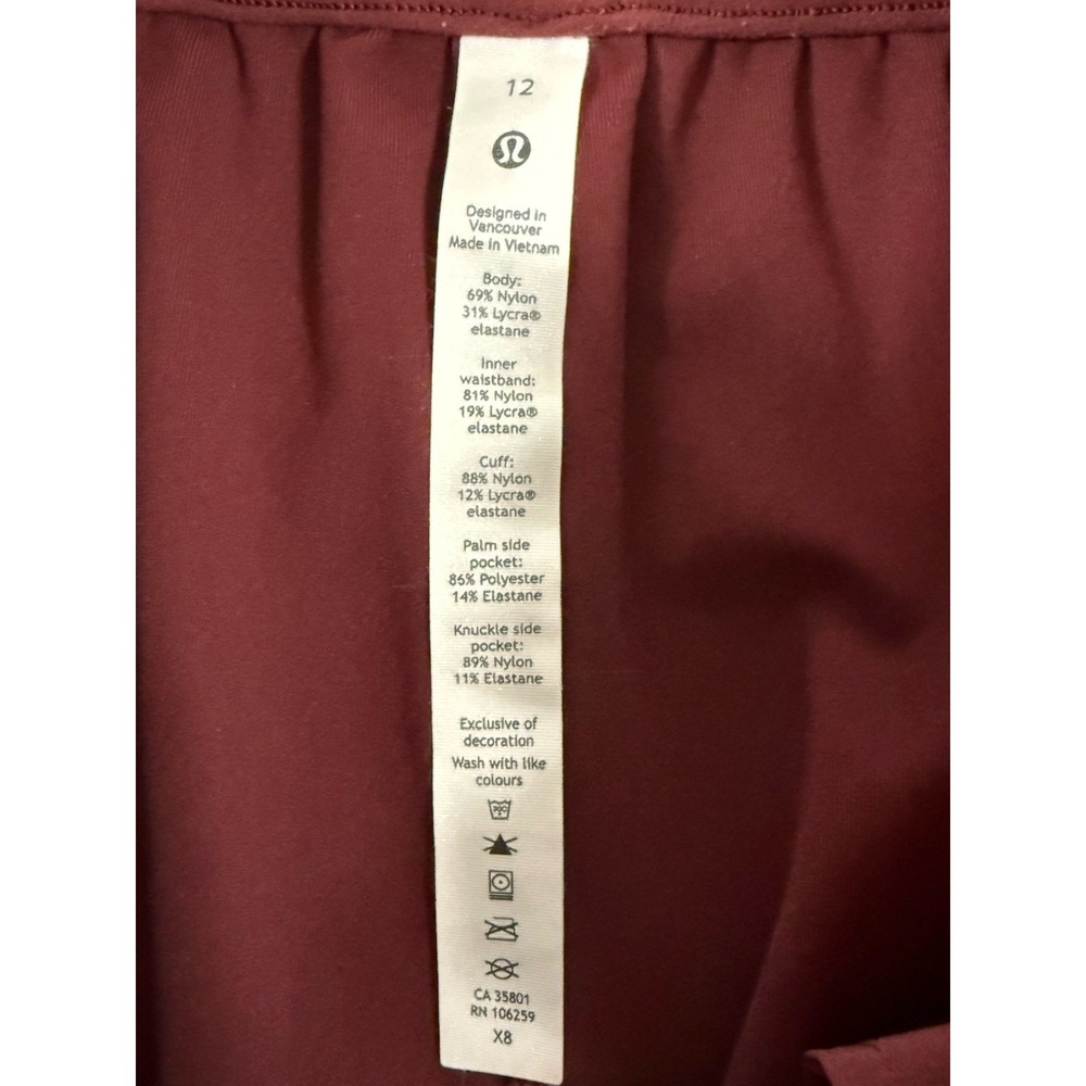 Lululemon Womens Stretch High-Rise Jogger Full Length Athleisure Red Merlot 12 - Picture 14 of 15